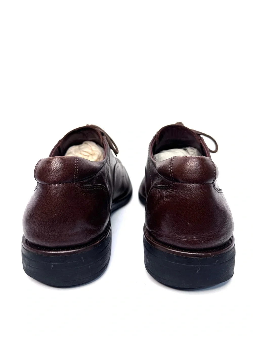 Johnston & Murphy Mens 12M Brown Leather Lace Up Bicycle Toe Dress Shoes Brazil